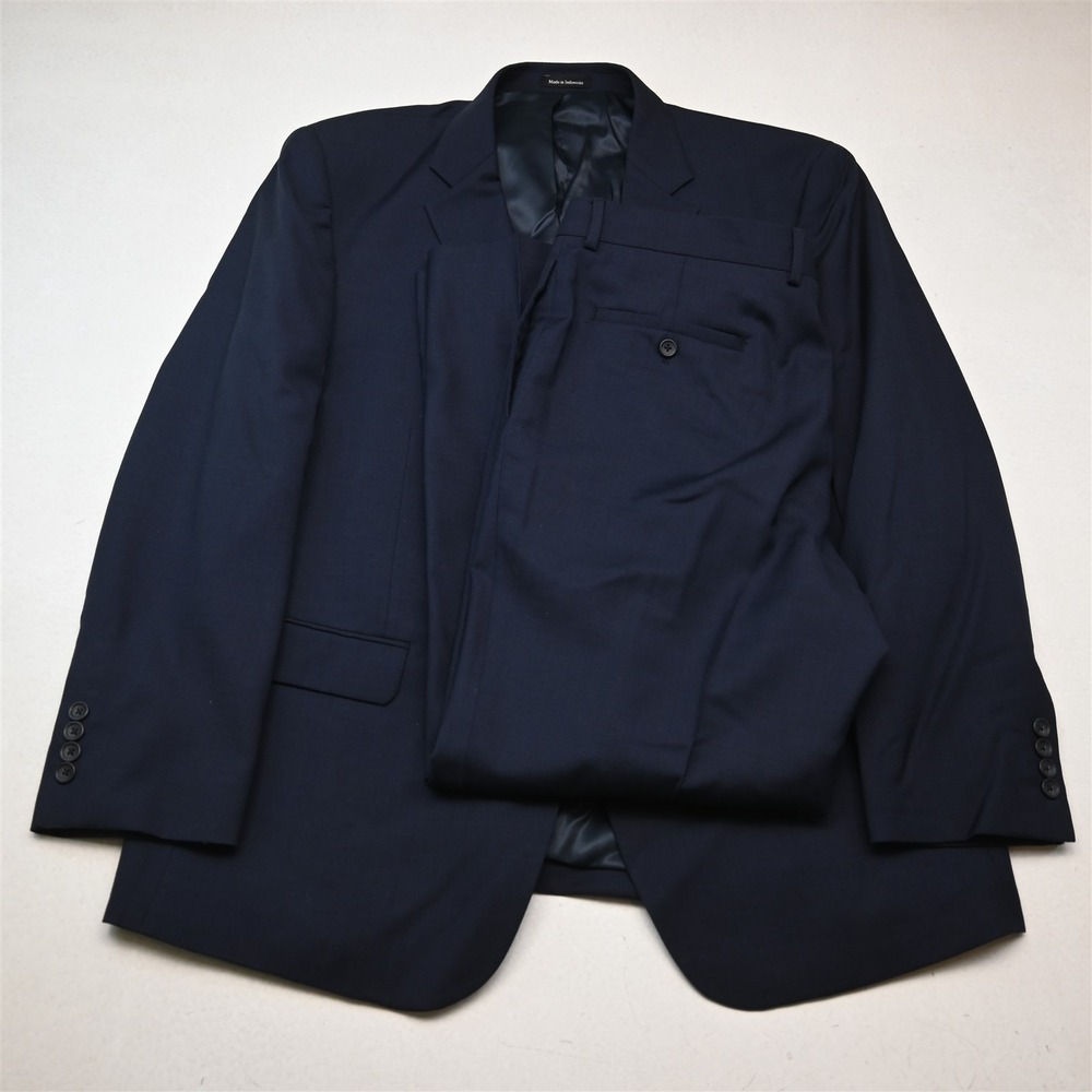Pronto Uomo 46R 38x30 Blue 100% Wool Mens Jacket Pants Suit